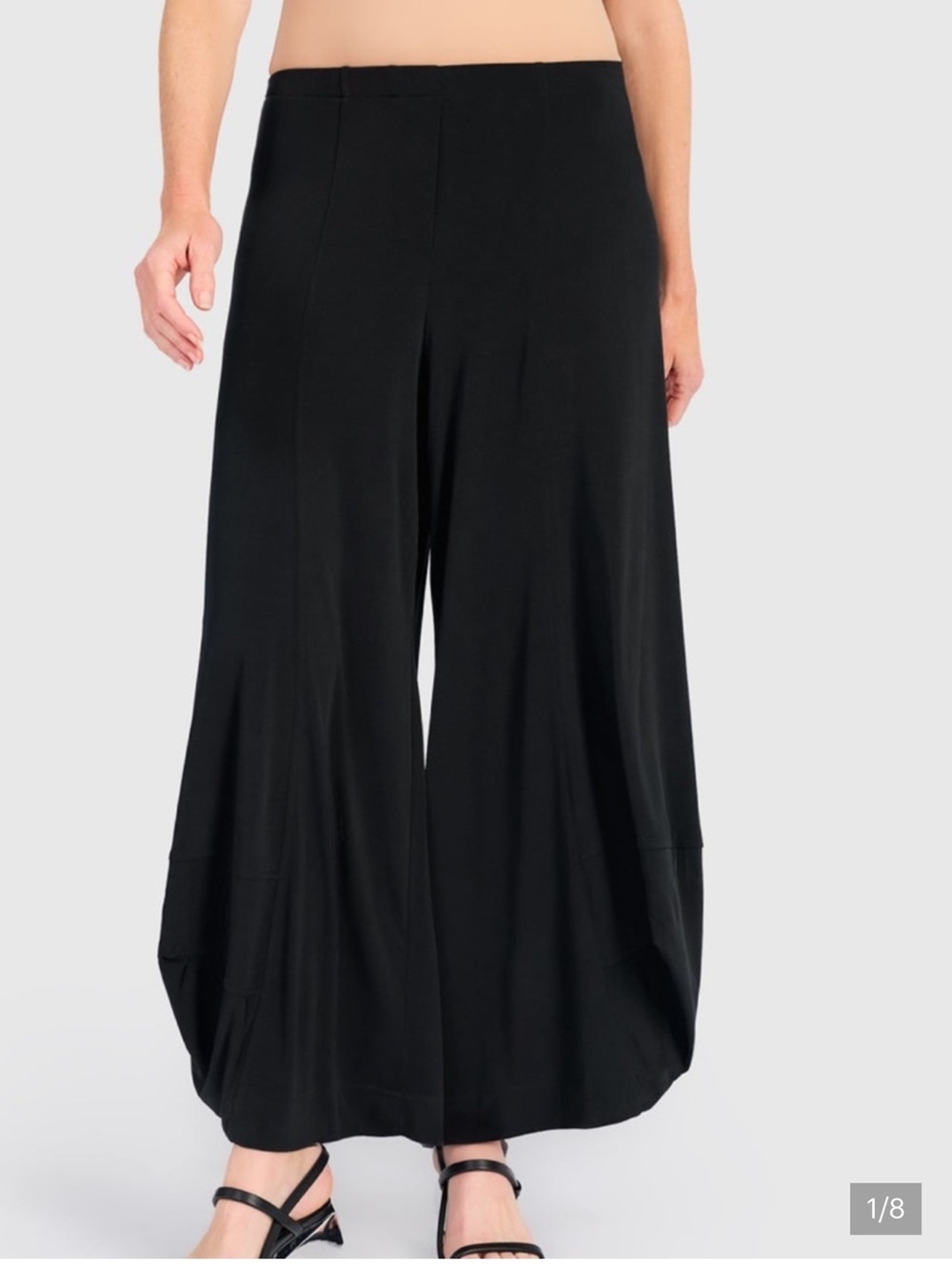 Alembika Essential Slinky Punto Black Wide-Leg Barrel Pants S sz 6/8